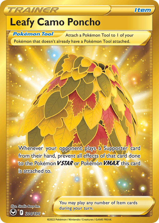 Carta Leafy Camo Poncho 214/195 do set Silver Tempest — Pokémon TCG | Bynx