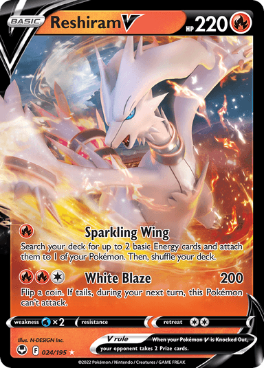 Carta Reshiram V 24/195 do set Silver Tempest — Pokémon TCG | Bynx