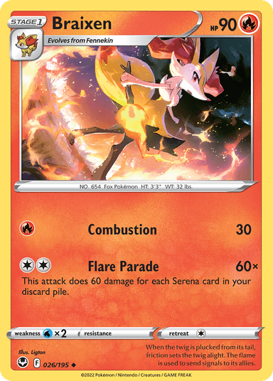 Carta Braixen 26/195 do set Silver Tempest — Pokémon TCG | Bynx