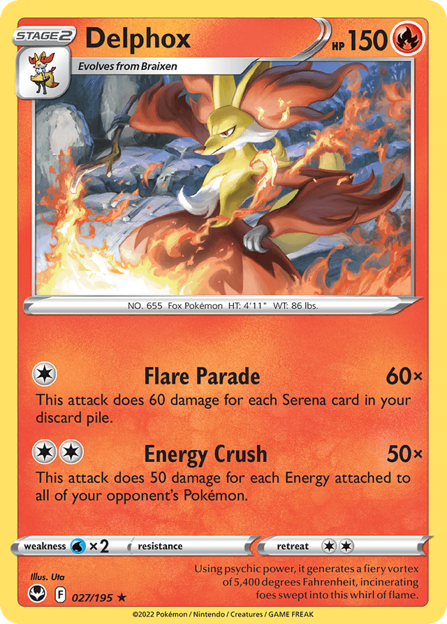 Carta Delphox 27/195 do set Silver Tempest — Pokémon TCG | Bynx
