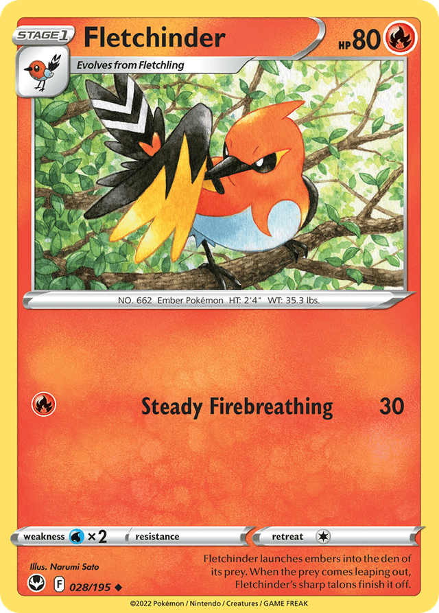 Carta Fletchinder 28/195 do set Silver Tempest — Pokémon TCG | Bynx