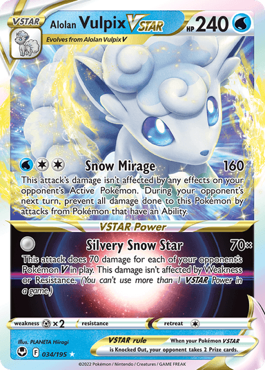Carta Alolan Vulpix VSTAR 34/195 do set Silver Tempest — Pokémon TCG | Bynx