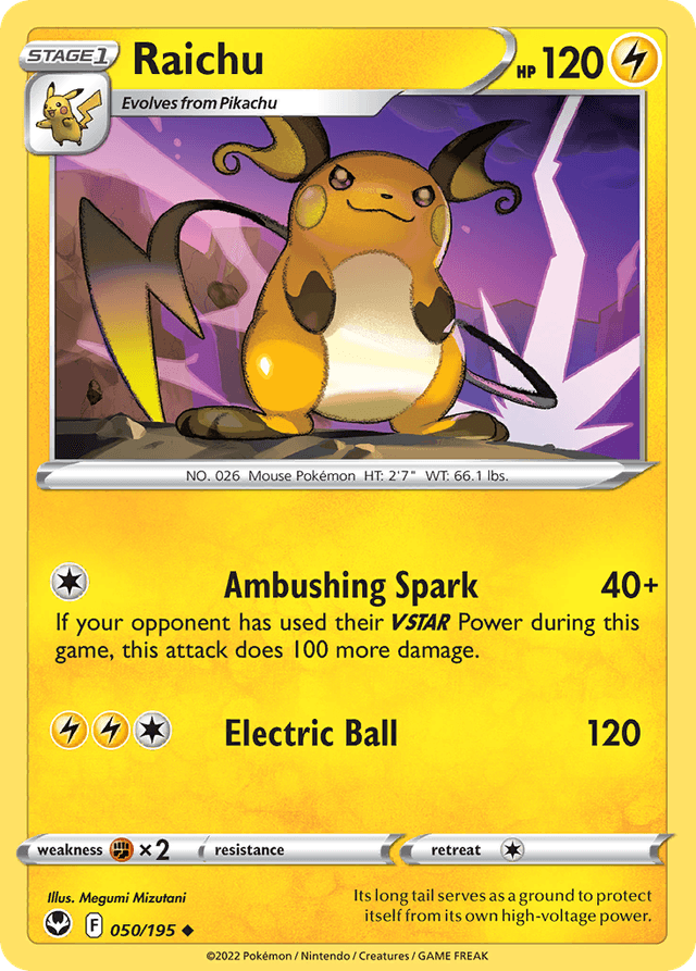 Carta Raichu 50/195 do set Silver Tempest — Pokémon TCG | Bynx