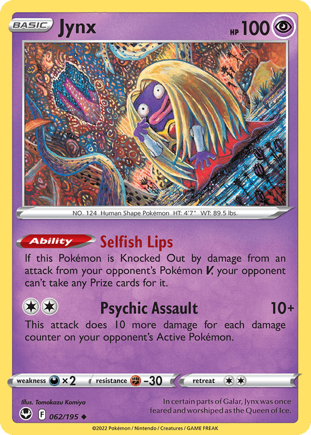 Carta Jynx 62/195 do set Silver Tempest — Pokémon TCG | Bynx