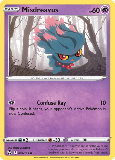 Carta Misdreavus 63/195 do set Silver Tempest — Pokémon TCG | Bynx