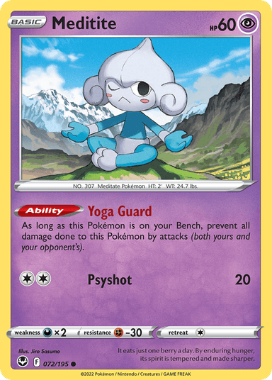 Carta Meditite 72/195 do set Silver Tempest — Pokémon TCG | Bynx
