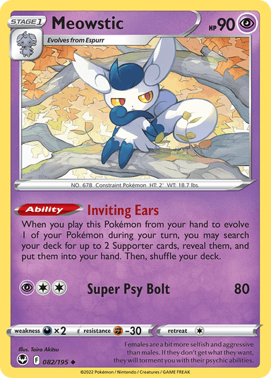 Carta Meowstic 82/195 do set Silver Tempest — Pokémon TCG | Bynx