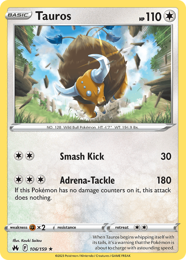 Carta Tauros 106/159 do set Crown Zenith — Pokémon TCG | Bynx