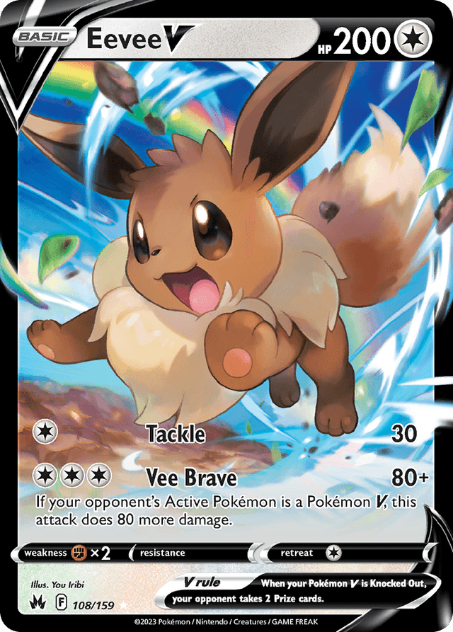 Carta Eevee V 108/159 do set Crown Zenith — Pokémon TCG | Bynx