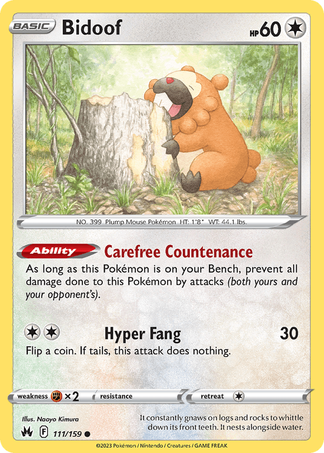 Carta Bidoof 111/159 do set Crown Zenith — Pokémon TCG | Bynx