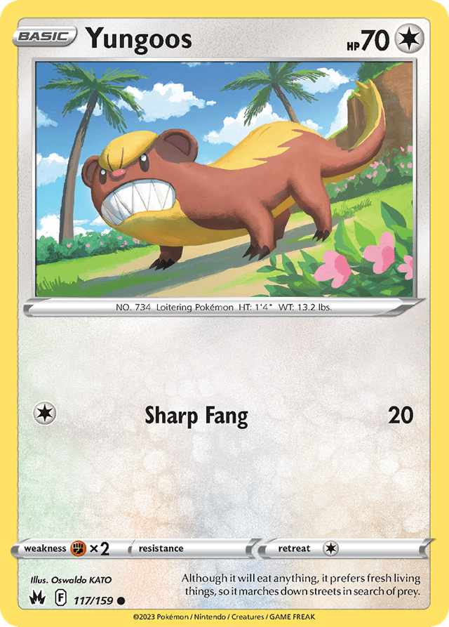 Carta Yungoos 117/159 do set Crown Zenith — Pokémon TCG | Bynx