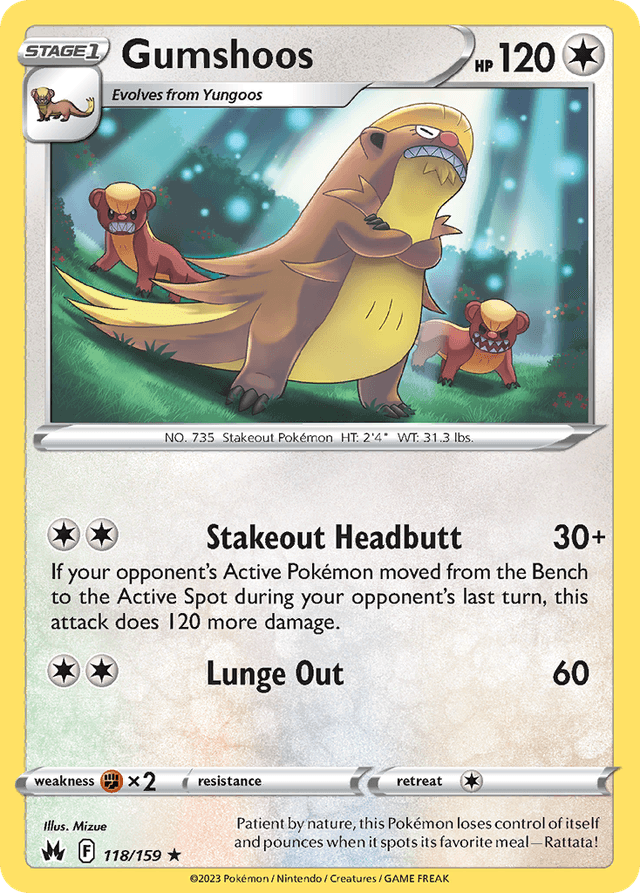 Carta Gumshoos 118/159 do set Crown Zenith — Pokémon TCG | Bynx