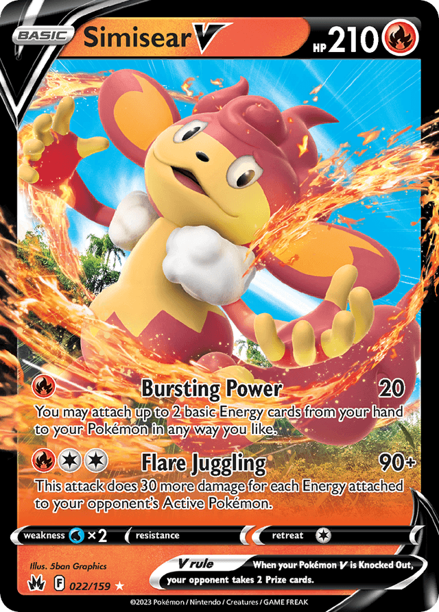 Carta Simisear V 22/159 do set Crown Zenith — Pokémon TCG | Bynx