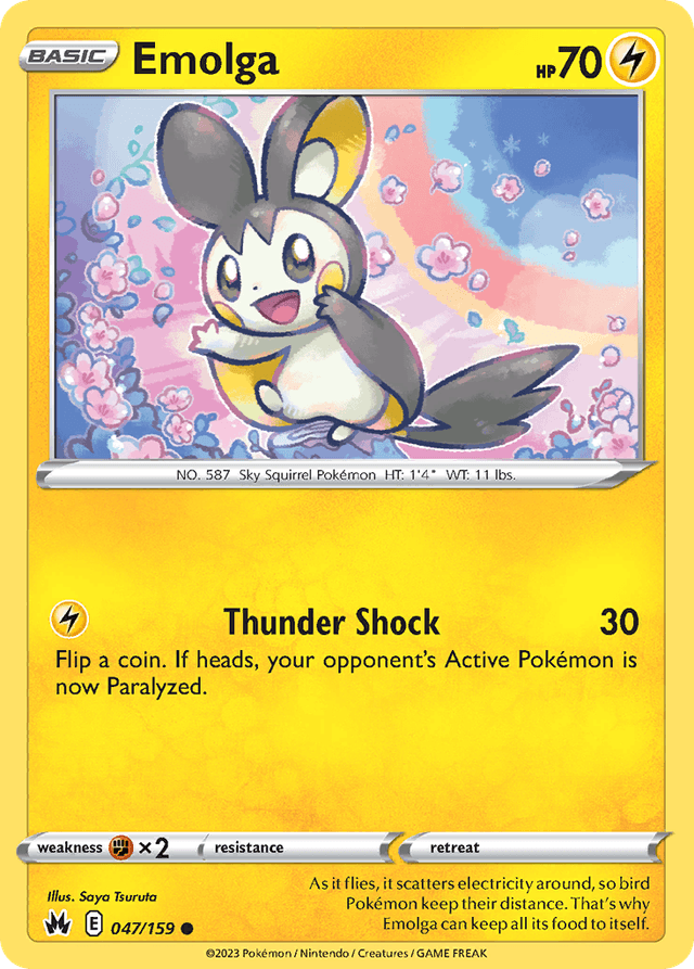Carta Emolga 47/159 do set Crown Zenith — Pokémon TCG | Bynx