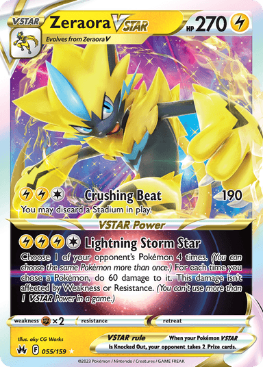 Carta Zeraora VSTAR 55/159 do set Crown Zenith — Pokémon TCG | Bynx