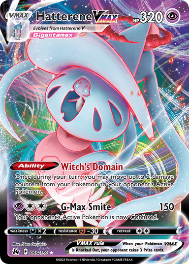 Carta Hatterene VMAX 66/159 do set Crown Zenith — Pokémon TCG | Bynx