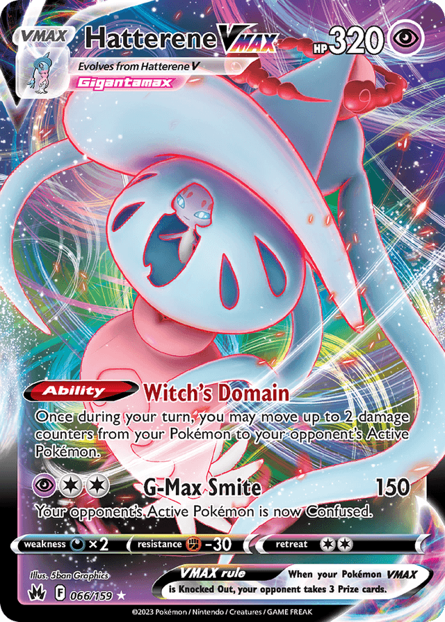 Carta Hatterene VMAX 66/159 do set Crown Zenith — Pokémon TCG | Bynx