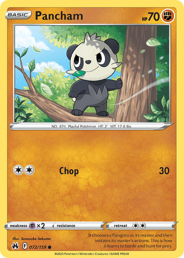 Carta Pancham 72/159 do set Crown Zenith — Pokémon TCG | Bynx