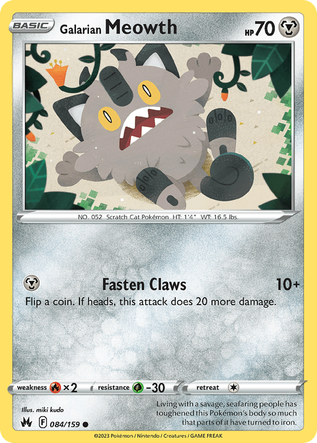Carta Galarian Meowth 84/159 do set Crown Zenith — Pokémon TCG | Bynx