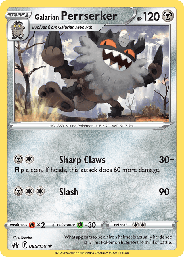 Carta Galarian Perrserker 85/159 do set Crown Zenith — Pokémon TCG | Bynx