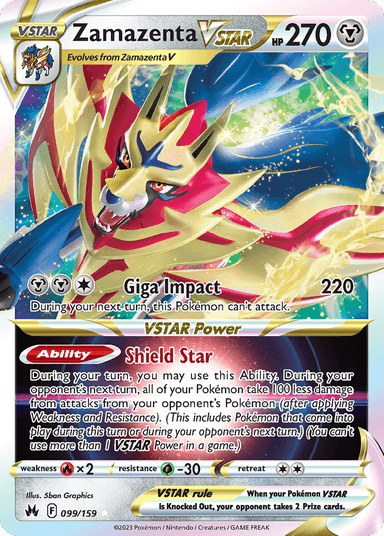 Carta Zamazenta VSTAR 99/159 do set Crown Zenith — Pokémon TCG | Bynx