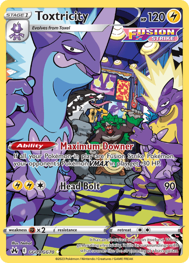 Carta Toxtricity GG09/70 do set Crown Zenith Galarian Gallery — Pokémon TCG | Bynx