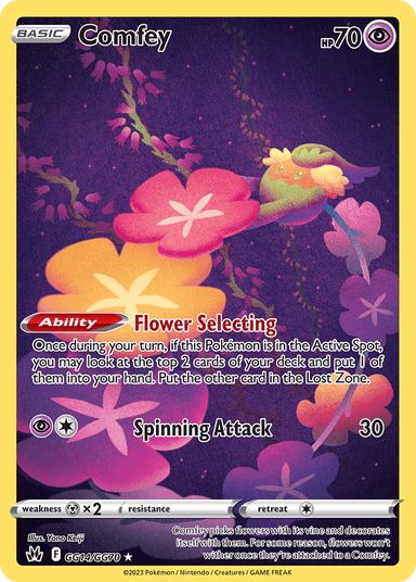 Carta Comfey GG14/70 do set Crown Zenith Galarian Gallery — Pokémon TCG | Bynx