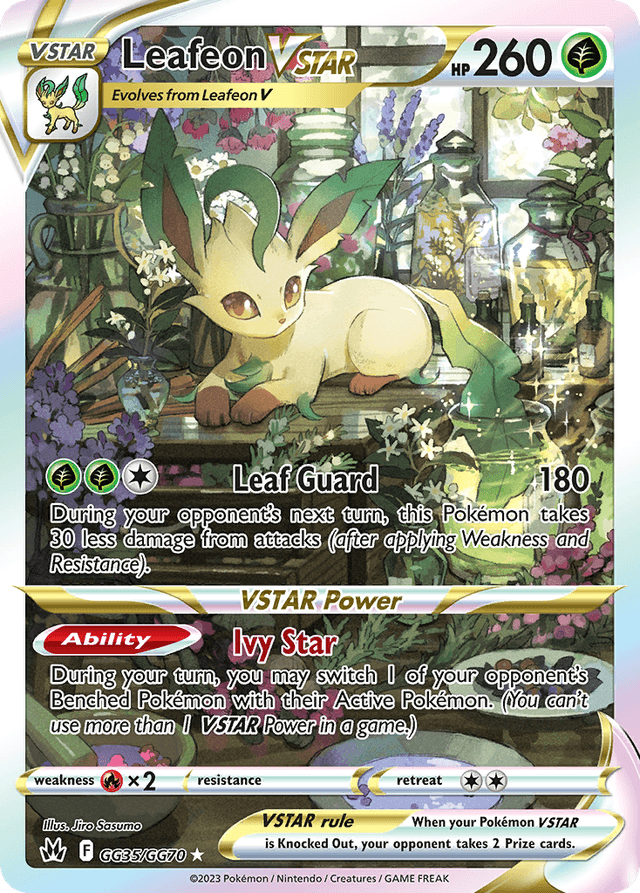 Carta Leafeon VSTAR GG35/70 do set Crown Zenith Galarian Gallery — Pokémon TCG | Bynx