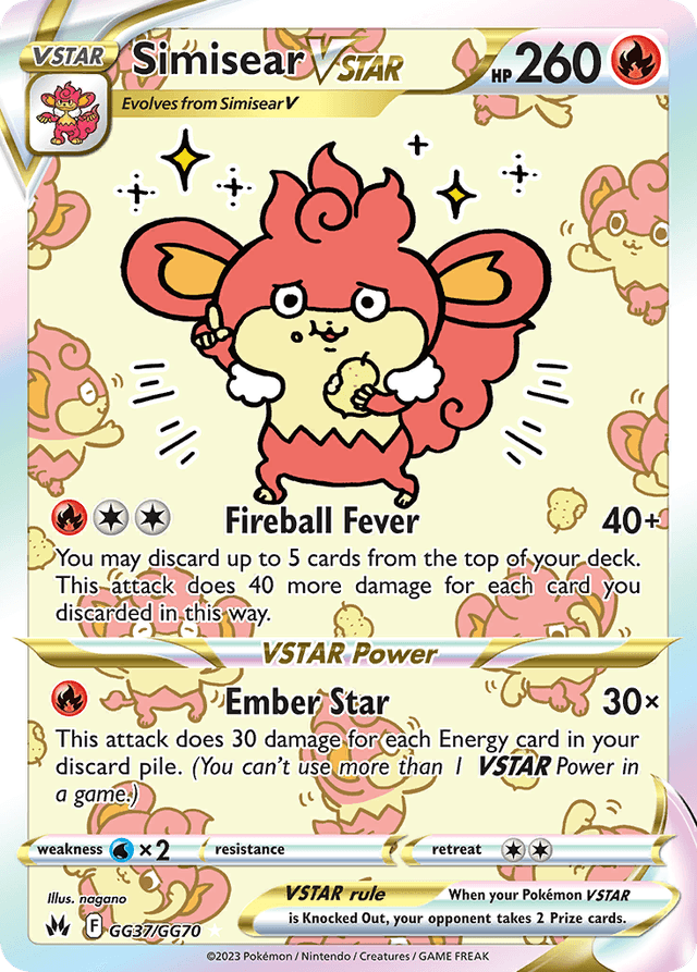 Carta Simisear VSTAR GG37/70 do set Crown Zenith Galarian Gallery — Pokémon TCG | Bynx