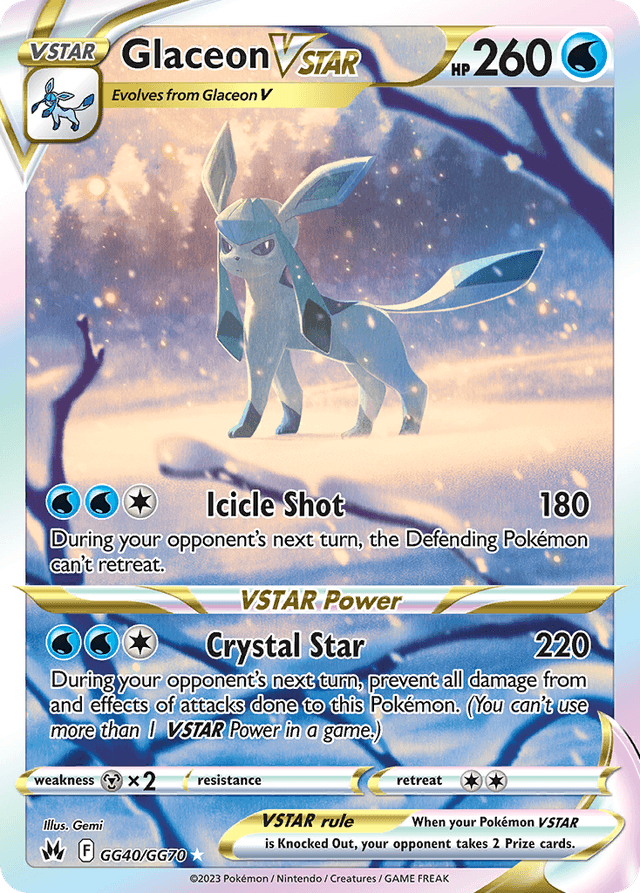 Carta Glaceon VSTAR GG40/70 do set Crown Zenith Galarian Gallery — Pokémon TCG | Bynx