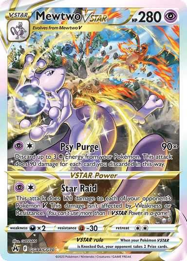 Carta Mewtwo VSTAR GG44/70 do set Crown Zenith Galarian Gallery — Pokémon TCG | Bynx