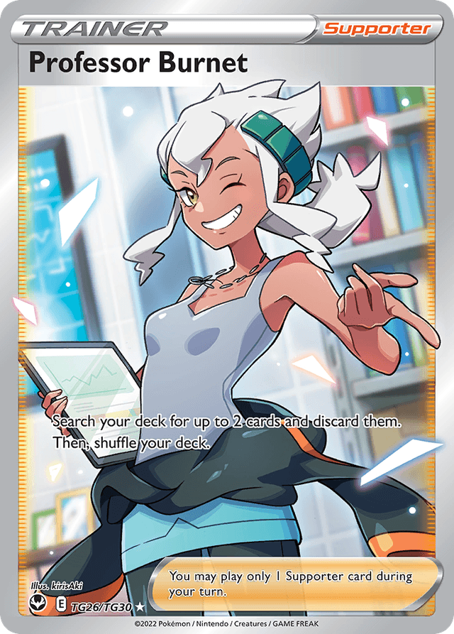 Carta Professor Burnet TG26/30 do set Silver Tempest Trainer Gallery — Pokémon TCG | Bynx