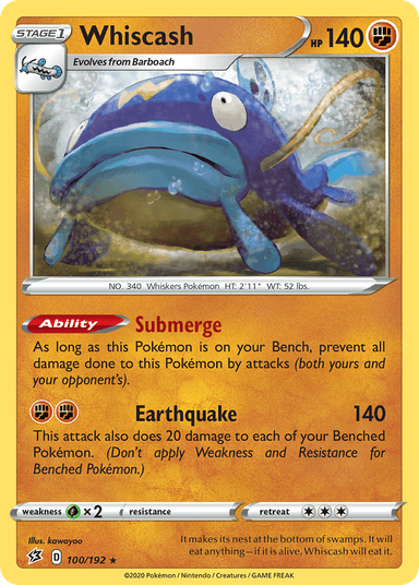 Carta Whiscash 100/192 do set Rebel Clash — Pokémon TCG | Bynx