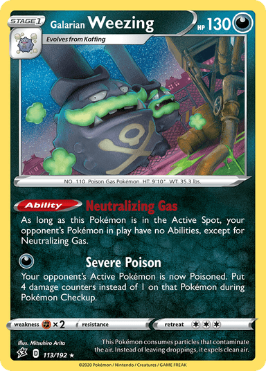 Carta Galarian Weezing 113/192 do set Rebel Clash — Pokémon TCG | Bynx