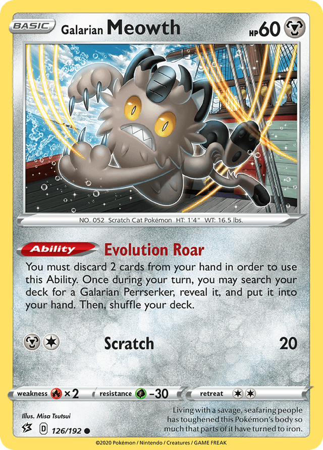 Carta Galarian Meowth 126/192 do set Rebel Clash — Pokémon TCG | Bynx