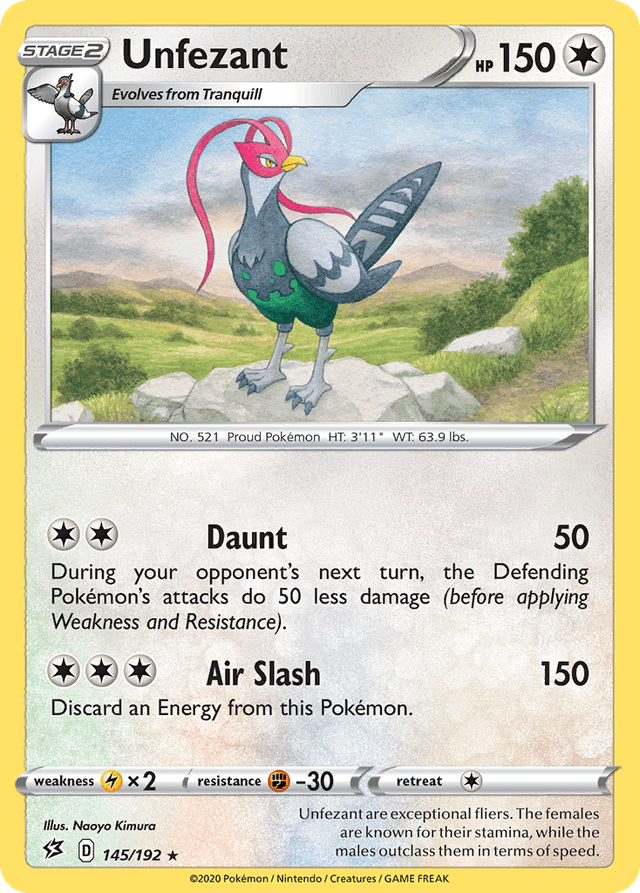 Carta Unfezant 145/192 do set Rebel Clash — Pokémon TCG | Bynx