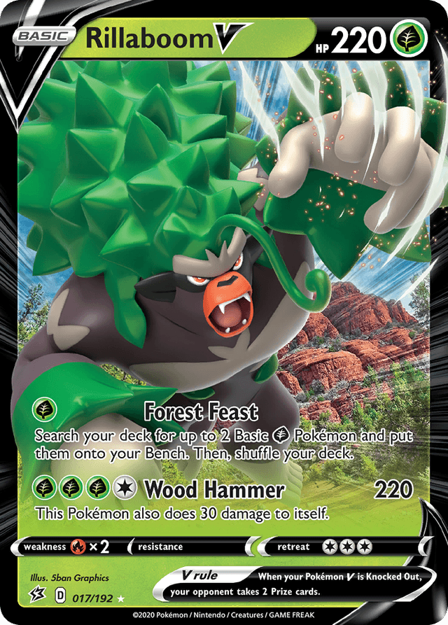 Carta Rillaboom V 17/192 do set Rebel Clash — Pokémon TCG | Bynx