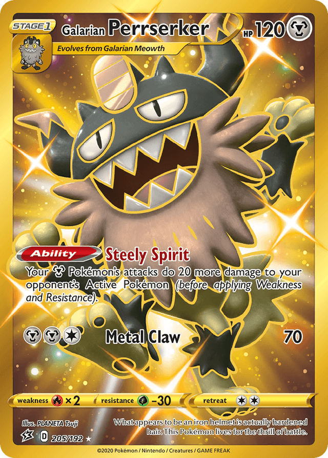 Carta Galarian Perrserker 205/192 do set Rebel Clash — Pokémon TCG | Bynx