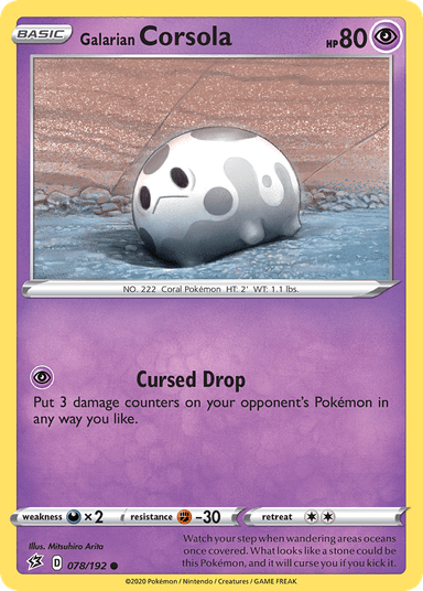 Carta Galarian Corsola 78/192 do set Rebel Clash — Pokémon TCG | Bynx