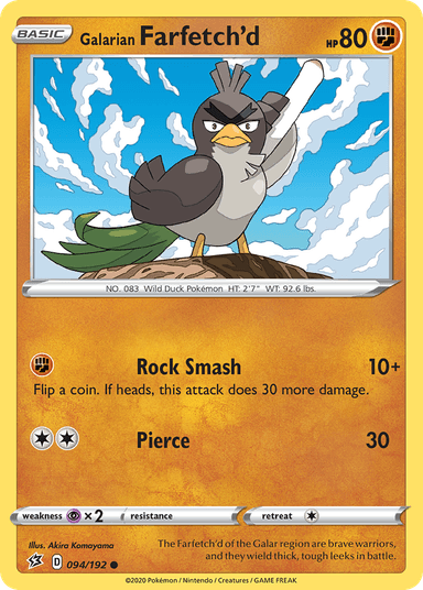 Carta Galarian Farfetch'd 94/192 do set Rebel Clash — Pokémon TCG | Bynx
