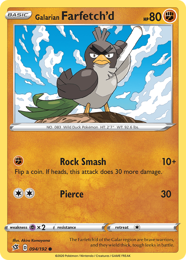 Carta Galarian Farfetch'd 94/192 do set Rebel Clash — Pokémon TCG | Bynx