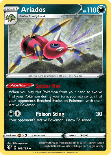 Carta Ariados 103/189 do set Darkness Ablaze — Pokémon TCG | Bynx