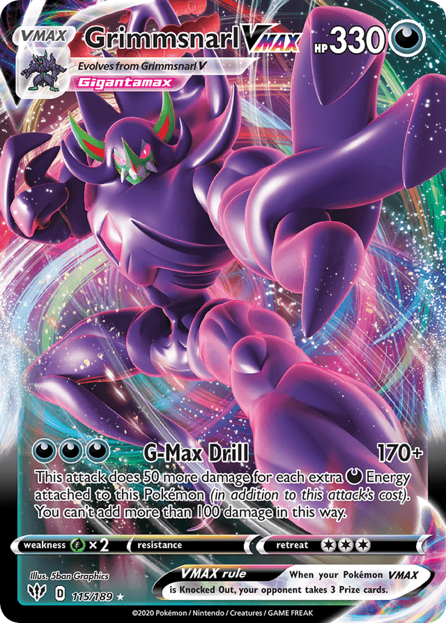 Carta Grimmsnarl VMAX 115/189 do set Darkness Ablaze — Pokémon TCG | Bynx