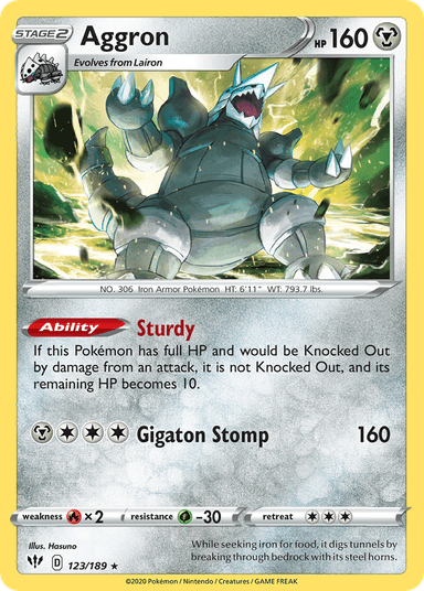 Carta Aggron 123/189 do set Darkness Ablaze — Pokémon TCG | Bynx