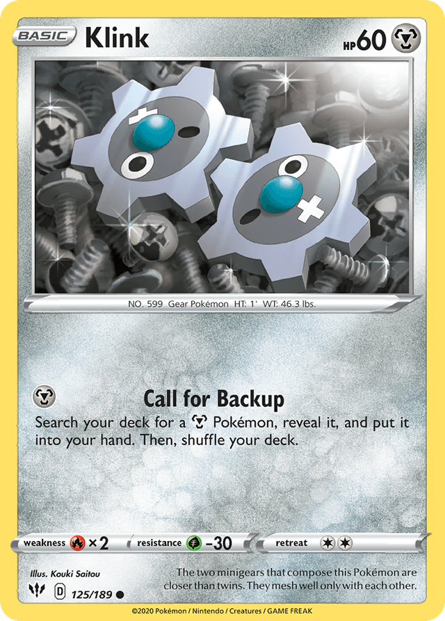 Carta Klink 125/189 do set Darkness Ablaze — Pokémon TCG | Bynx