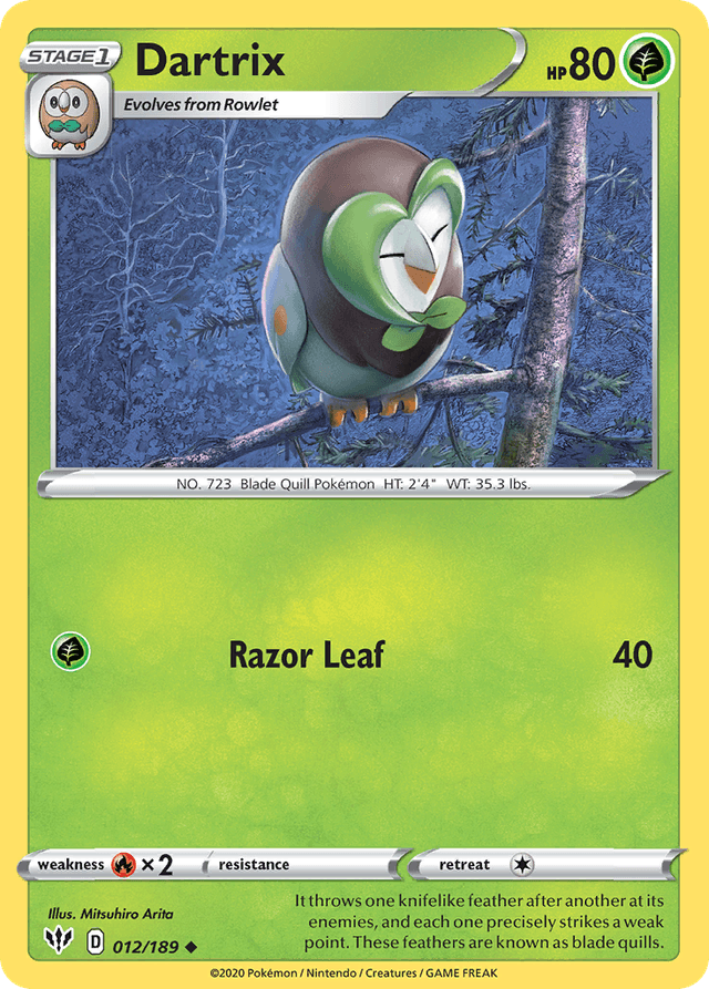 Carta Dartrix 12/189 do set Darkness Ablaze — Pokémon TCG | Bynx
