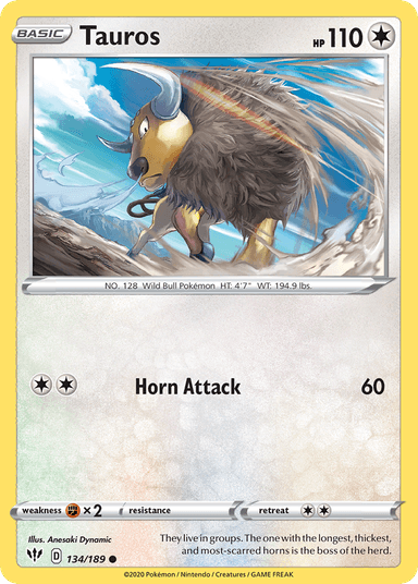 Carta Tauros 134/189 do set Darkness Ablaze — Pokémon TCG | Bynx