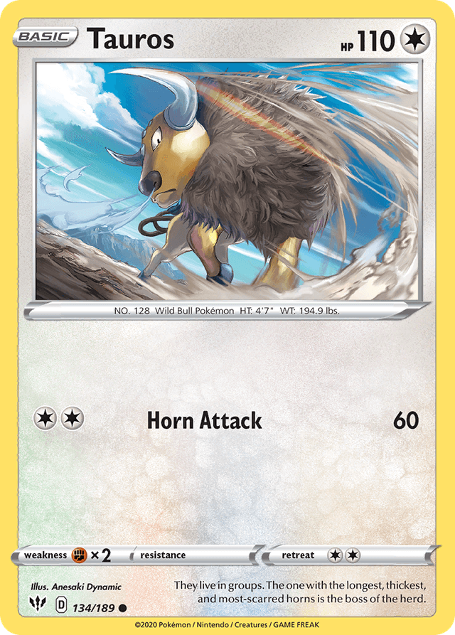 Carta Tauros 134/189 do set Darkness Ablaze — Pokémon TCG | Bynx