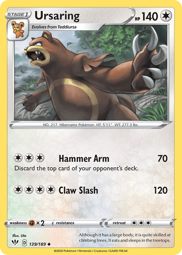 Carta Ursaring 139/189 do set Darkness Ablaze — Pokémon TCG | Bynx