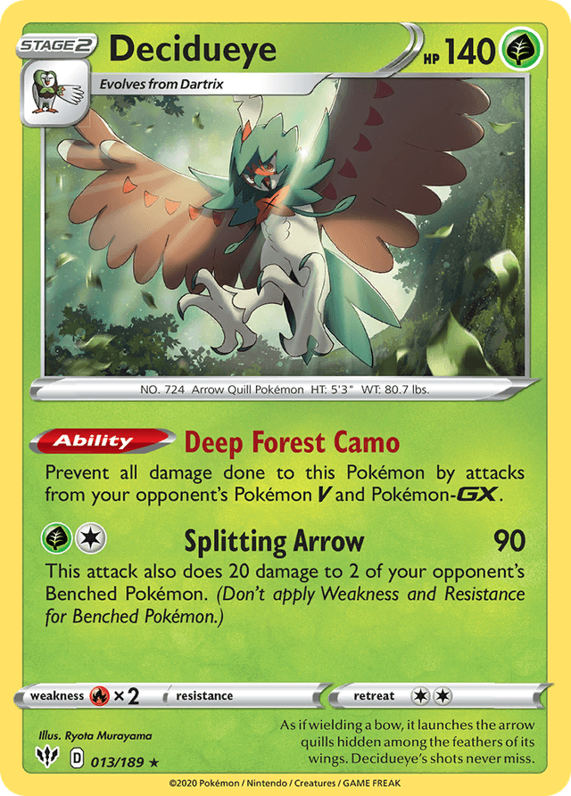 Carta Decidueye 13/189 do set Darkness Ablaze — Pokémon TCG | Bynx